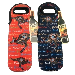 Aboriginal Art with Kangaroos - Wine Bottle Bag