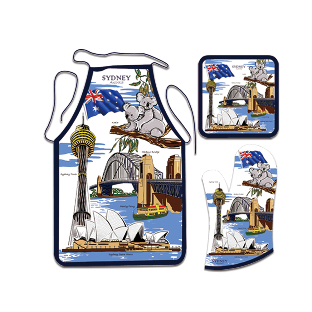 Apron, Mitten & Pot Holder Set - Sydney Harbour