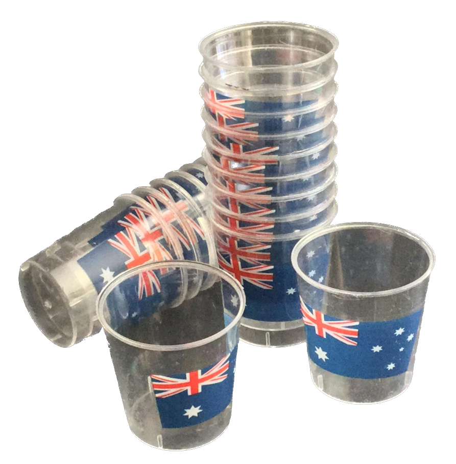 Australian Flag - 20 Pack Plastic Shot Glass