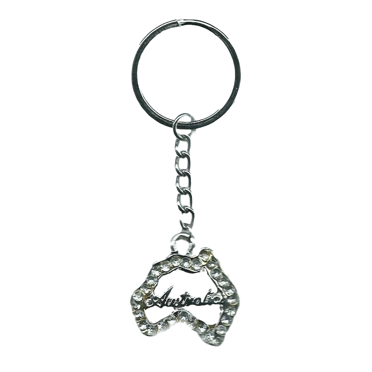 Australian Map Keyring - Silver