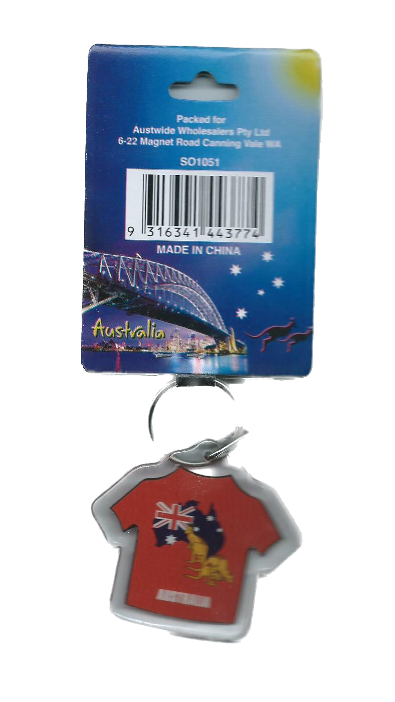 Australian Map On T-Shirt Keyring