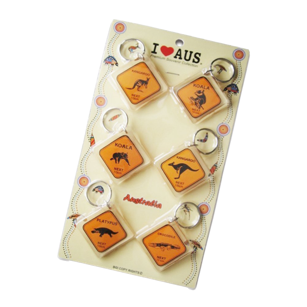 Australian Wildlife Roadsign Keyring - 6 Pack