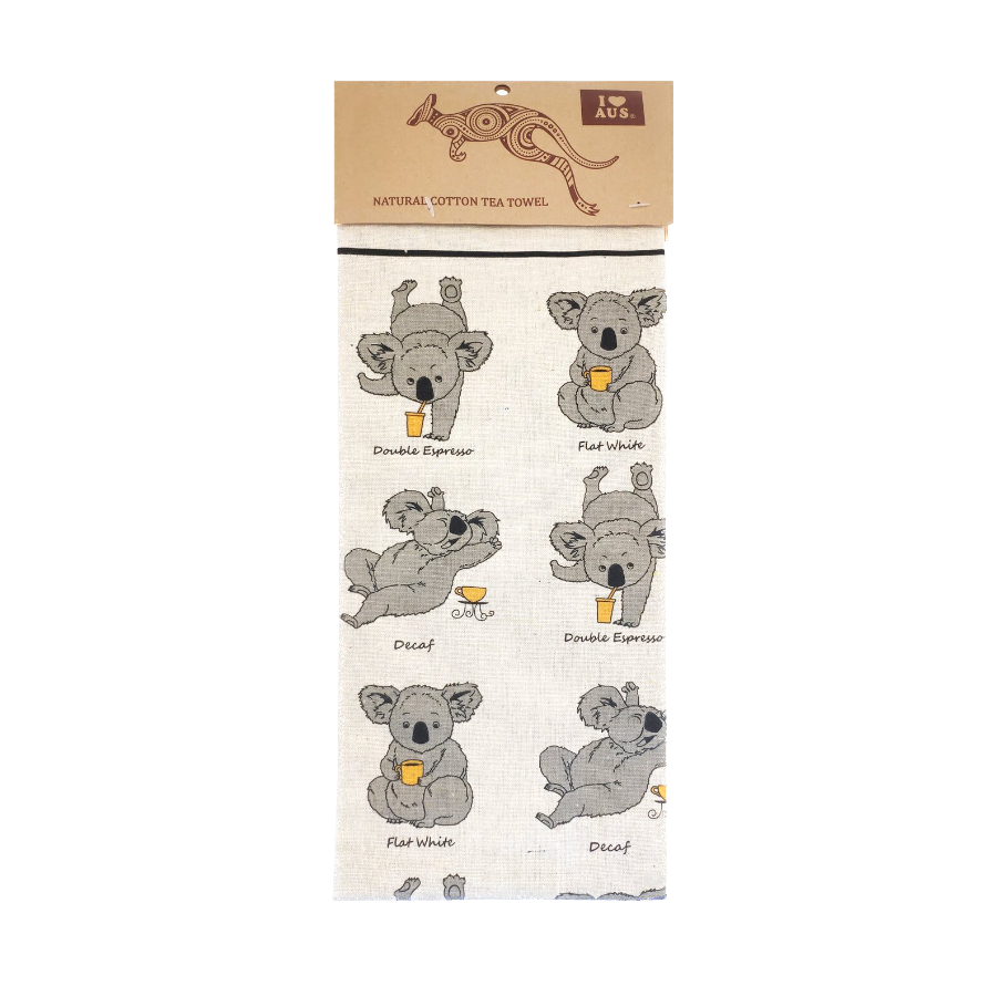 Coffeeinated Koala - Tea Towel In