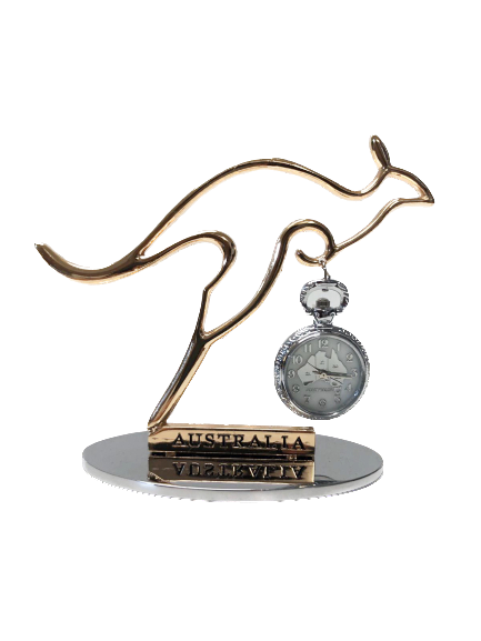 Golden Dangling Kangaroo Clock