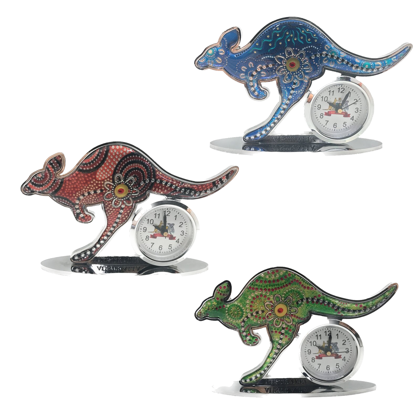 Kangaroo with Aboriginal Art Clock