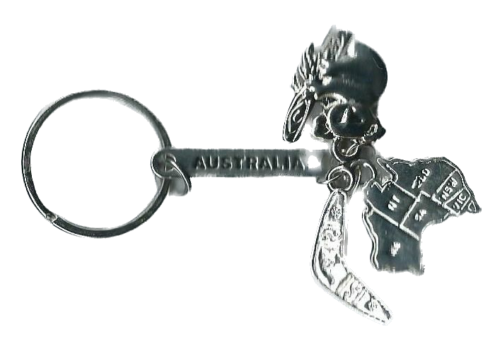 Koala, Map & Boomerang Keyring All in 1 - Silver