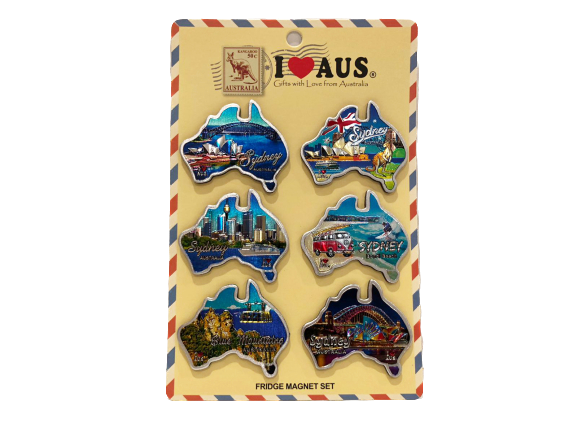 Map Shaped Sydney Designs Magnet - 6 Pack