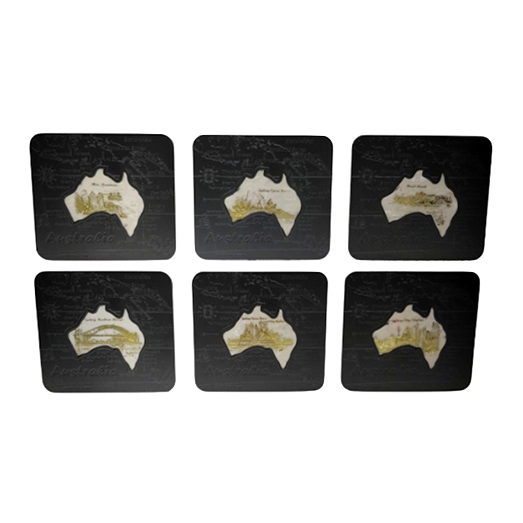 Pearl Australian Map - 6 Pack Premium Coaster