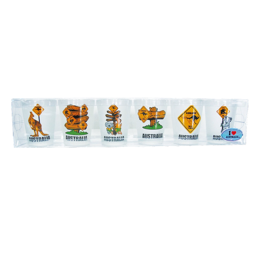 Roadsign with Animals - 6 Pack Shot Glass