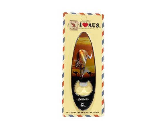 Surfboard Bottle Opener Magnet - Sunset Kangaroos