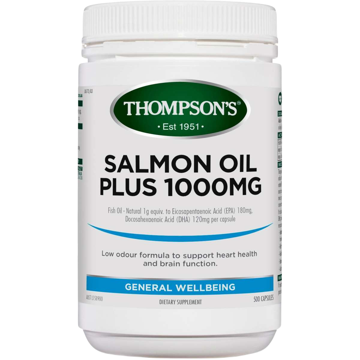 Thompsons Salmon Oil Plus 1000mg 500 Capsules