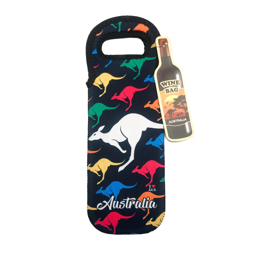 Colourful Kangaroos - Wine Bottle Bag