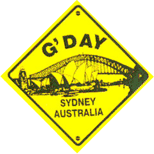 G'day - Sydney Australia' Plastic Road Sign Small