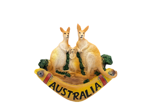 Kangaroo Family on Boomerang - Magnet