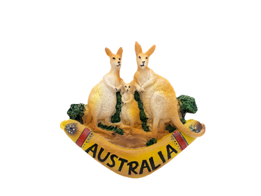 Kangaroo Family on Boomerang - Magnet