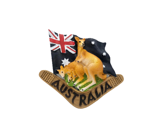 Kangaroo on Boom With Flag - Magnet