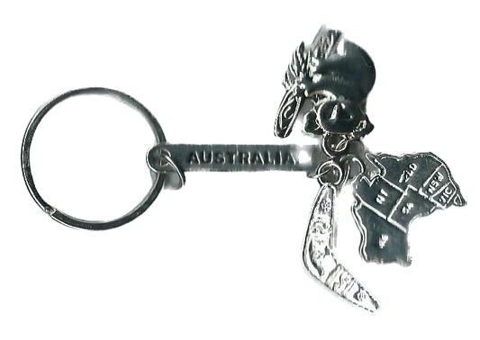 Koala, Map & Boomerang Keyring All in 1 - Silver