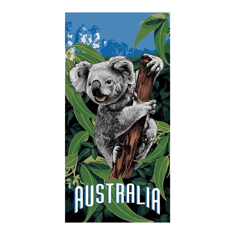 Koala on Eucalyptus Tree Beach Towel
