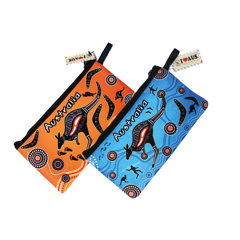 Orange or Blue Aboriginal Art Pencil Case