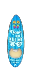Surfboard Bottle Opener Magnet - Beach Don't Kill My Vibe