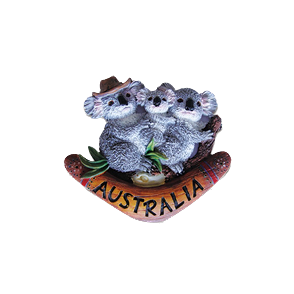 Three Koalas on Boomerang - Magnet